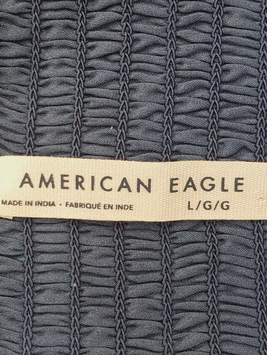 AE Handkerchief Hem Tie Side Midi Slip Dress American Eagle NWT Navy Blue Sz L - Picture 8 of 12